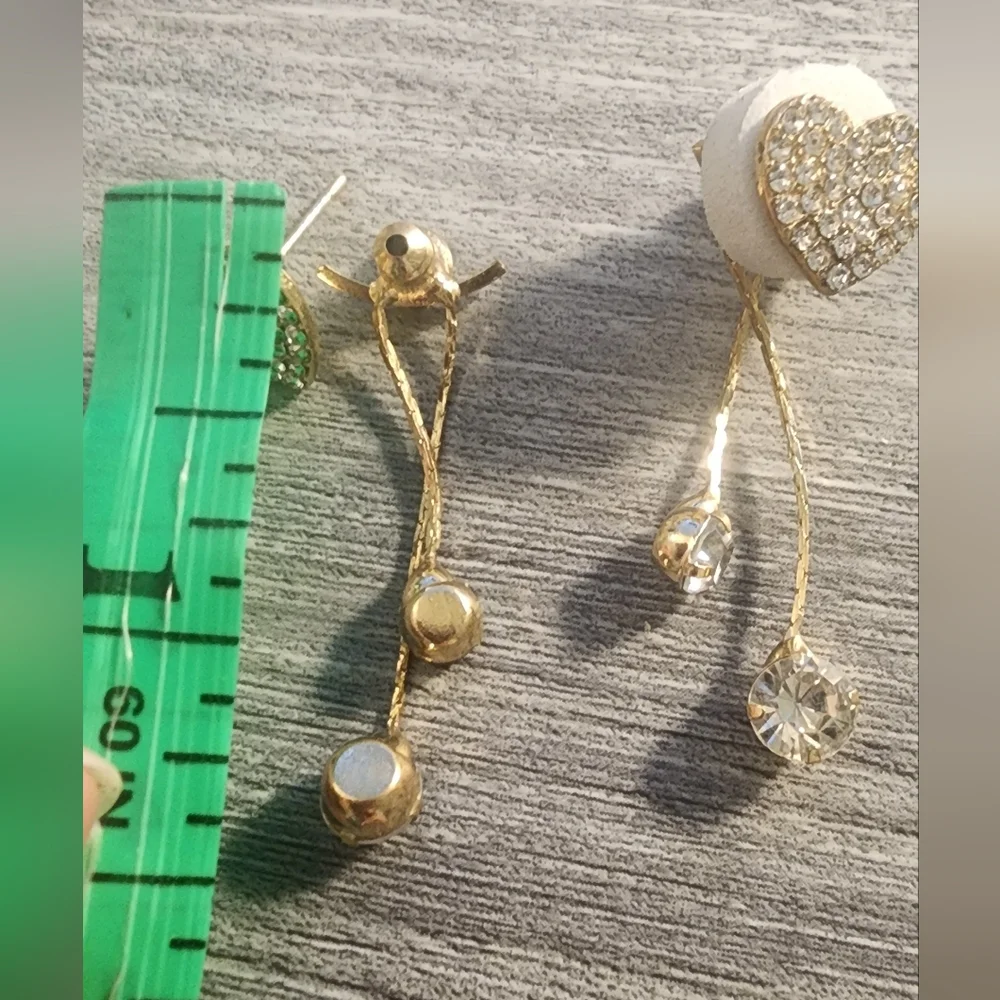 Gold Heart Drop‎ Earrings
